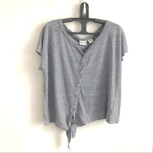 Rachel zoe linen button tie shirt striped in Women size large - Picture 2 of 7